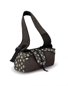 Bolsa de transporte para perro Beverly Hills L, marrón con estampado de huellas, hasta 10 kg