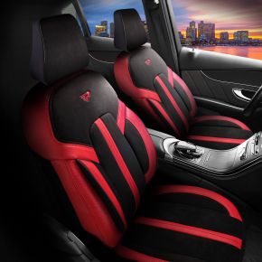 Fundas de asiento LISABON negro-rojo