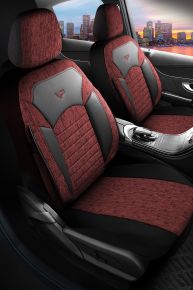 Juego de fundas de asiento Benelux rojo-negro | Polipiel + Tela | ALFA ROMEO MITO