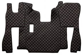 Alfombrillas de ecopiel Q para SCANIA R (01.2011-12.2016) - manual - asientos normales (no RECARO) - Negro/rojo