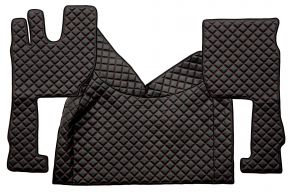 Alfombrillas de ecopiel Q para VOLVO FH 5 (desde 01.2020) - automático - asiento del acompañante neumático - Negro/rojo