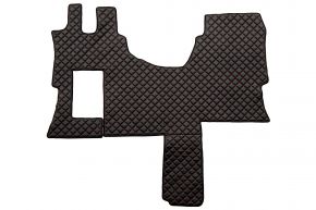 Alfombrillas de ecopiel Q para MERCEDES ACTROS MP 4 (01.2011-12.2018) - cabina SOLO-STAR - Negro/rojo