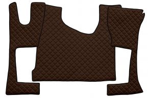 Alfombrillas de ecopiel Q para MERCEDES ACTROS MP 4 (01.2011-12.2018) - cabina estrecha (230 cm) - compartimento de almacenamiento más grande - Marrón