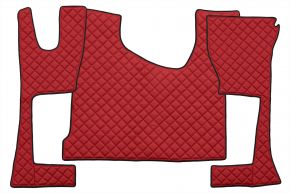 Alfombrillas de ecopiel Q para MERCEDES ACTROS MP 4 (01.2011-12.2018) - cabina estrecha (230 cm) - compartimento de almacenamiento más grande - Rojo
