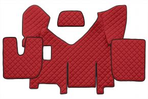 Alfombrillas de ecopiel Q para IVECO STRALIS HI-WAY (01.2013-12.2016) - manual - versión con frigorífico - Rojo