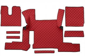 Alfombrillas de ecopiel Q para MAN TGX (01.2018-03.2020) - automático - dos cajones - Rojo