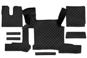 Alfombrillas de ecopiel Q para MAN TGX (01.2018-03.2020) - manual - dos cajones - Negro