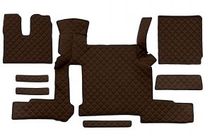 Alfombrillas de ecopiel Q para MAN TGX (01.2018-03.2020) - manual - dos cajones - Marrón