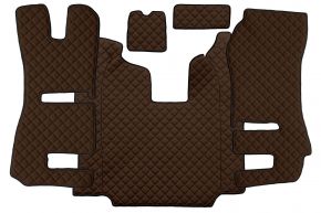 Alfombrillas de ecopiel Q para SCANIA R (01.2011-12.2016) - automático - asientos RECARO - asiento del acompañante abatible - Marrón