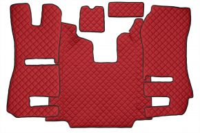 Alfombrillas de ecopiel Q para SCANIA R (01.2011-12.2016) - automático - asientos RECARO - asiento del acompañante abatible - Rojo