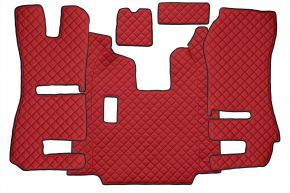 Alfombrillas de ecopiel Q para SCANIA R (01.2011-12.2016) - asientos RECARO - asiento del acompañante abatible - manual - Rojo