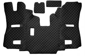 Alfombrillas de ecopiel Q para SCANIA R (01.2011-12.2016) - manual - asientos RECARO - asiento del acompañante neumático - Negro