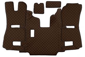 Alfombrillas de ecopiel Q para SCANIA R (01.2011-12.2016) - manual - asientos RECARO - asiento del acompañante neumático - Marrón