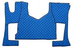 Alfombrillas de ecopiel Q para MERCEDES ACTROS MP 4 (01.2011-12.2018) - cabina estrecha (230 cm) - compartimento de almacenamiento más pequeño - Azul