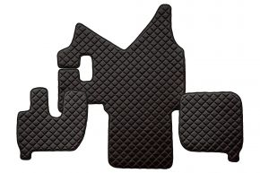 Alfombrillas de ecopiel Q para IVECO STRALIS (01.2002-12.2012) - manual - Negro/rojo