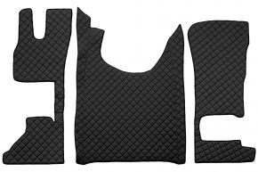 Alfombrillas de ecopiel Q para DAF XG (desde 10.2021) - asiento del acompañante fijo o asiento del acompañante abatible - Negro