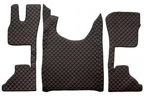 Alfombrillas de ecopiel Q para DAF XG (desde 10.2021) - asiento del acompañante neumático - Negro/rojo