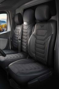 Fundas a medida Florida negro-gris | Tela + Ecopiel | OPEL VIVARO B (2014-2018)