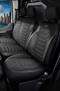 Fundas a medida Florida negro-gris | Tela + Ecopiel | Peugeot Expert (2016–2025)