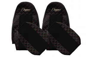 Fundas de asiento a medida ELEGANCE Q para VOLVO FH 3 (01.2009-12.2012) - negras y rojas