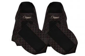 Fundas de asiento a medida ELEGANCE Q para SCANIA R (01.2005-12.2016) - reposacabezas integrados - negras y rojas
