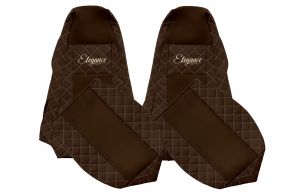 Fundas de asiento a medida ELEGANCE Q para SCANIA R (01.2005-12.2016) - reposacabezas integrados - marrones