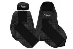 Fundas de asiento a medida ELEGANCE Q para SCANIA R (01.2005-12.2016) - reposacabezas del acompañante ajustable - negras