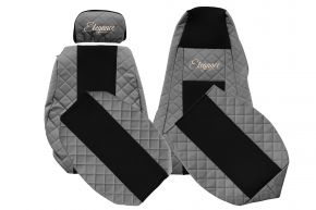 Fundas de asiento a medida ELEGANCE Q para SCANIA R (01.2005-12.2016) - reposacabezas del acompañante ajustable - grises