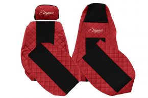 Fundas de asiento a medida ELEGANCE Q para SCANIA R (01.2005-12.2016) - reposacabezas del acompañante ajustable - rojas