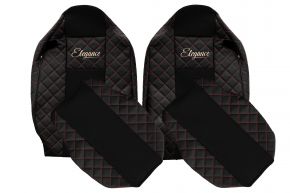 Fundas de asiento a medida ELEGANCE Q para RENAULT T (01.2014-04.2021) - asiento del acompañante sin reposabrazos - negras y rojas