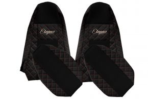 Fundas de asiento a medida ELEGANCE Q para SCANIA G (01.2013-12.2016) - STREAMLINE, reposacabezas integrados - negras y rojas