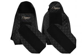 Fundas de asiento a medida ELEGANCE Q para SCANIA P (01.2013-12.2016) - STREAMLINE, asientos diferentes - negras