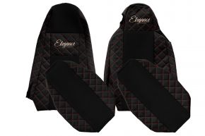 Fundas de asiento a medida ELEGANCE Q para SCANIA P (01.2013-12.2016) - STREAMLINE, asientos diferentes - negras y rojas