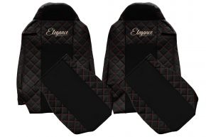 Fundas de asiento a medida ELEGANCE Q para IVECO STRALIS HI-WAY (01.2013-12.2016) - negras y rojas