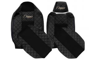 Fundas de asiento a medida ELEGANCE Q para RENAULT T (01.2014-04.2021) - reposacabezas del conductor ajustable - negras