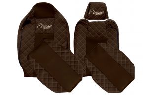 Fundas de asiento a medida ELEGANCE Q para RENAULT T (01.2014-04.2021) - reposacabezas del conductor ajustable - marrones