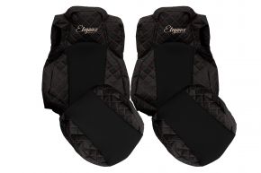 Fundas de asiento a medida ELEGANCE Q para MERCEDES ACTROS MP 5 (desde 01.2019) - ambos asientos ventilados - negras y rojas
