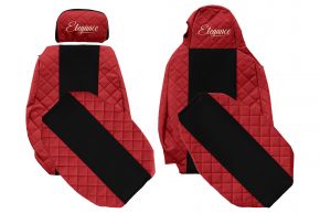 Fundas de asiento a medida ELEGANCE Q para SCANIA R (01.2011-12.2016) - STREAMLINE, reposacabezas diferentes - rojas