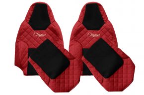Fundas de asiento a medida ELEGANCE Q para MAN TGL (desde 03.2021) - cinturones en ambos asientos - rojas
