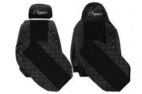 Fundas de asiento a medida ELEGANCE Q para SCANIA G NEXTGEN (desde 01.2017) - asiento abatible del acompañante - negras