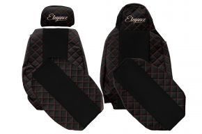 Fundas de asiento a medida ELEGANCE Q para SCANIA G NEXTGEN (desde 01.2017) - asiento abatible del acompañante - negras y rojas