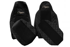 Fundas de asiento a medida ELEGANCE Q para SCANIA S NEXTGEN (desde 01.2017) - reposacabezas del conductor estrecho - negras