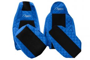Fundas de asiento a medida ELEGANCE Q para SCANIA S NEXTGEN (desde 01.2017) - reposacabezas del conductor estrecho - azules