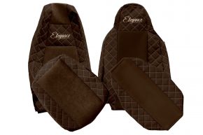 Fundas de asiento a medida ELEGANCE Q para SCANIA S NEXTGEN (desde 01.2017) - reposacabezas del conductor estrecho - marrones