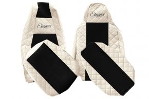 Fundas de asiento a medida ELEGANCE Q para SCANIA R NEXTGEN (desde 01.2017) - reposacabezas del conductor estrecho - beige claro