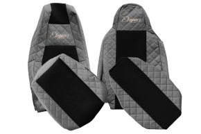 Fundas de asiento a medida ELEGANCE Q para SCANIA S NEXTGEN (desde 01.2017) - reposacabezas del conductor estrecho - grises