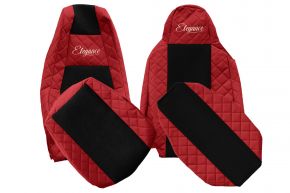 Fundas de asiento a medida ELEGANCE Q para SCANIA S NEXTGEN (desde 01.2017) - reposacabezas del conductor estrecho - rojas