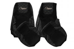 Fundas de asiento a medida ELEGANCE Q para DAF XG+ (desde 10.2021) - asiento del acompañante sin mesita - negras