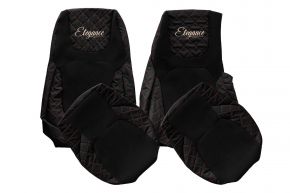 Fundas de asiento a medida ELEGANCE Q para DAF XG+ (desde 10.2021) - asiento del acompañante sin mesita - negras y rojas