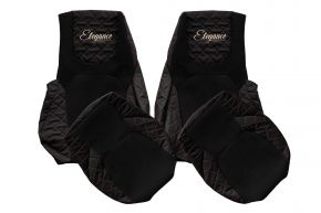 Fundas de asiento a medida ELEGANCE Q para DAF XG+ (desde 10.2021) - asientos idénticos - negras y rojas